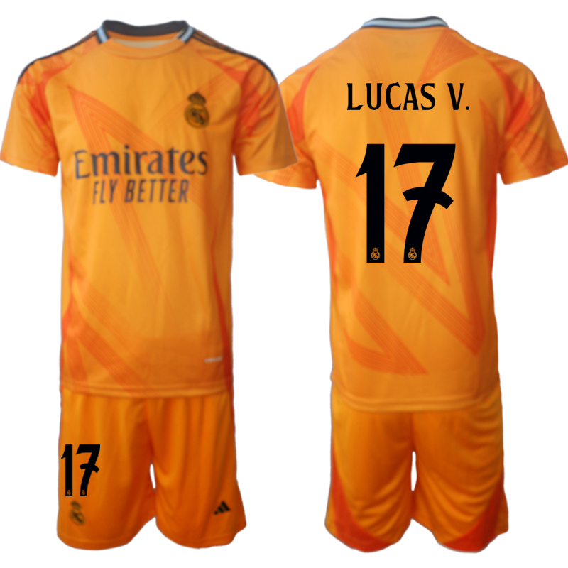 Men 2024-2025 Club Real Madrid away orange #17 Soccer Jersey->customized soccer jersey->Custom Jersey